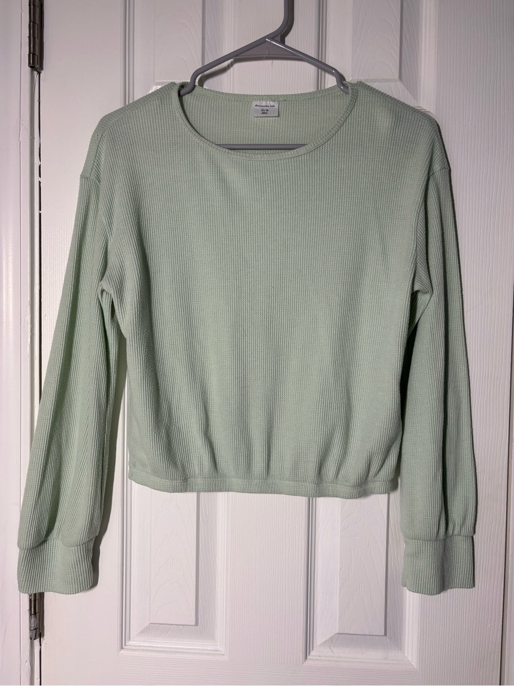 abercrombie kids Mint Green Waffle Knit Long Sleeve Top